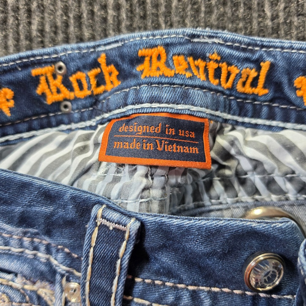 Rock Revival Ankle Skinny Jeans Womens 23 Blue Excellent Sundee Distressed - Picture 12 of 16